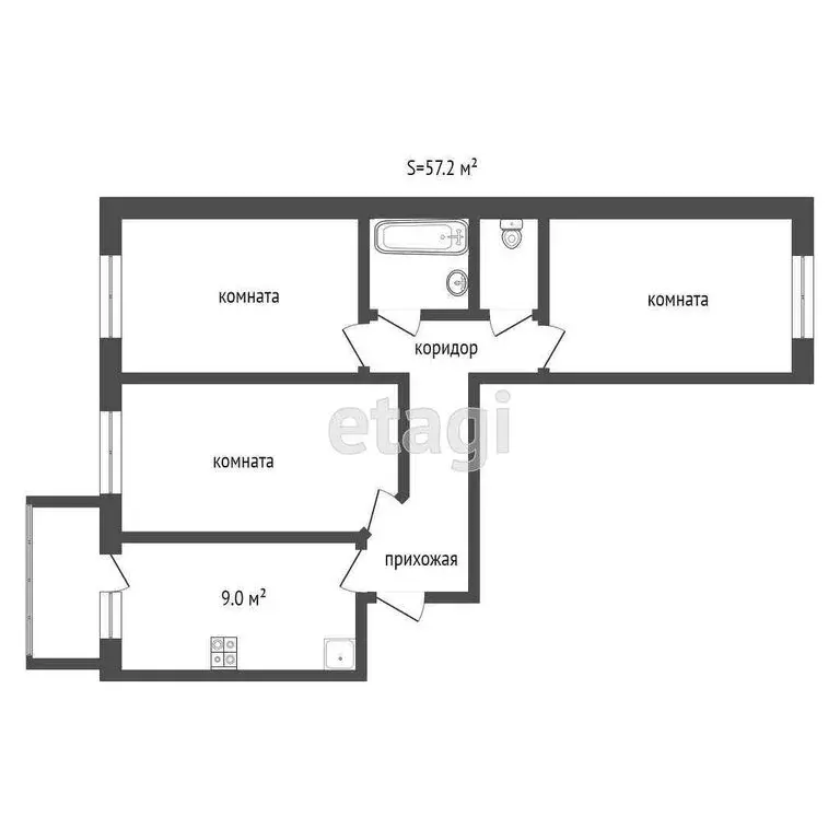 3-комнатная квартира: микрорайон Мелиораторов, улица Голышева, 2 (57.2 ... - Фото 0