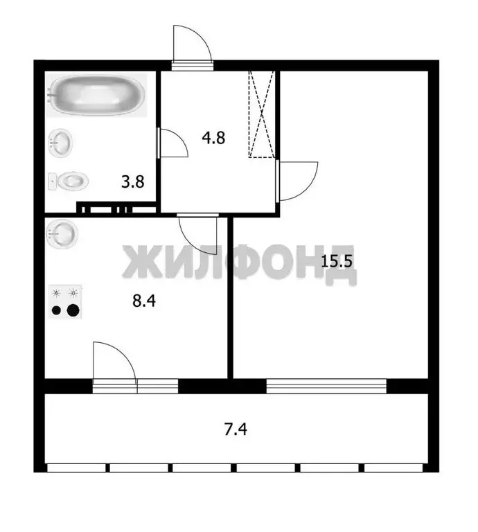 1-комнатная квартира: Краснообск, 3-й микрорайон, 25/1 (36.5 м) - Фото 0