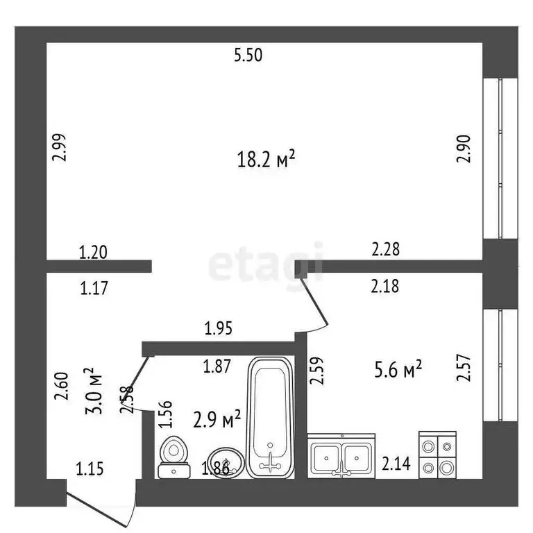 1-комнатная квартира: Стерлитамак, улица Дружбы, 19А (29.7 м) - Фото 1