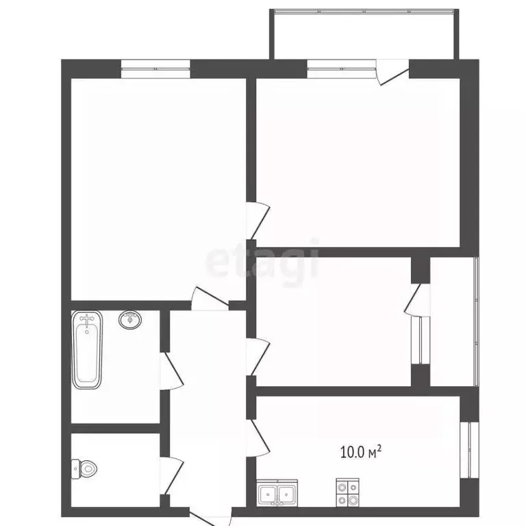 3-к кв. Ростовская область, Новочеркасск ул. Бакунина, 13 (66.0 м) - Фото 1