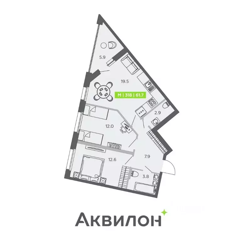 3-к кв. Санкт-Петербург ул. Чирикова, 5 (61.7 м) - Фото 0