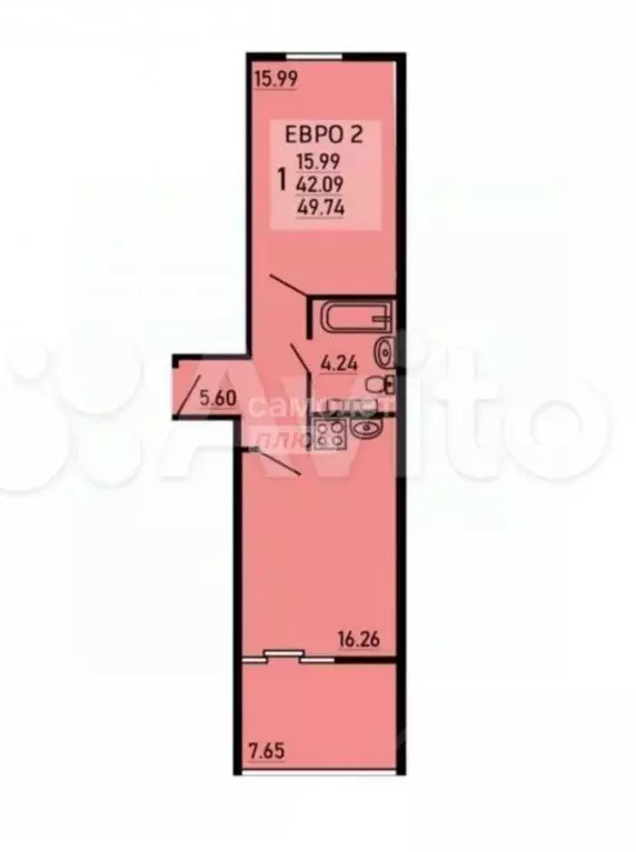 1-к кв. Липецкая область, Липецк Студеновская ул., 23Б (49.74 м) - Фото 2