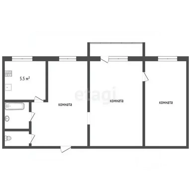 3-к кв. Московская область, Коломна Озерское ш., 30 (54.6 м) - Фото 0