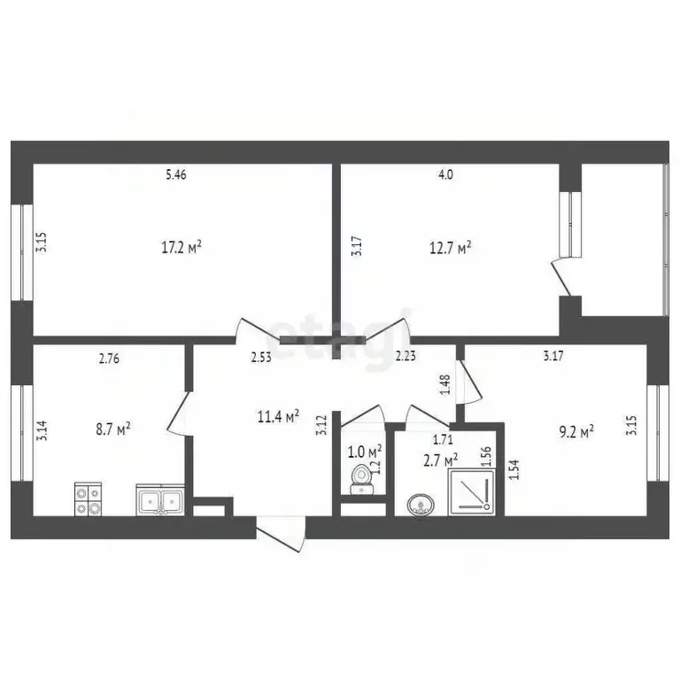 3-к кв. Крым, Красноперекопск туп. Зеленый (62.9 м) - Фото 1