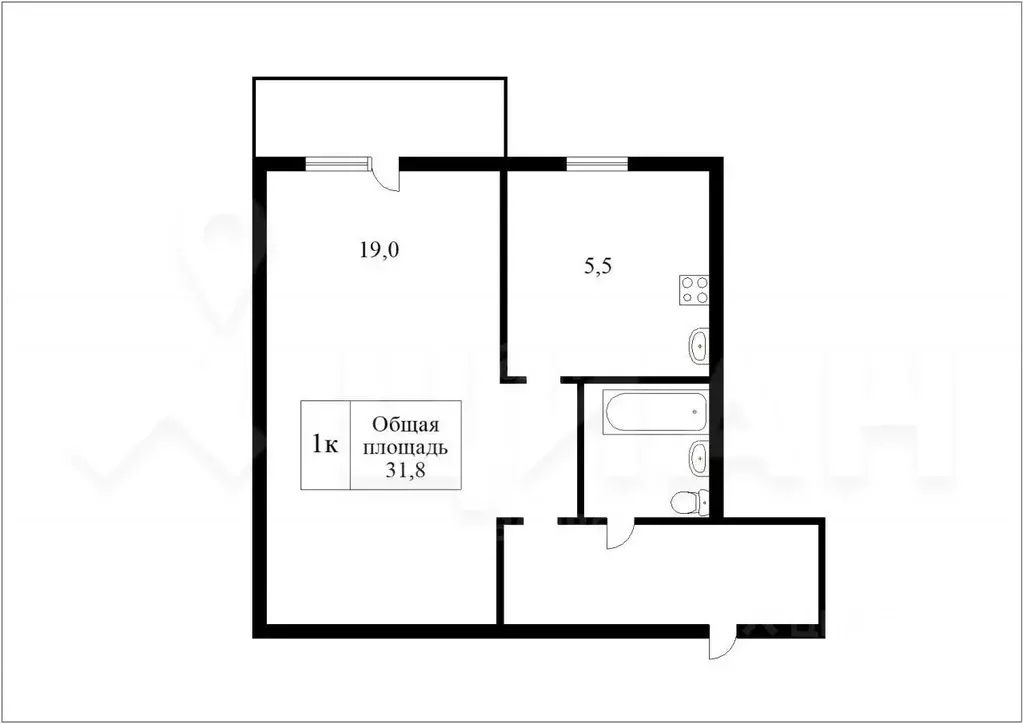 1-к кв. Башкортостан, Уфа ул. Академика Королева, 7 (33.2 м) - Фото 2