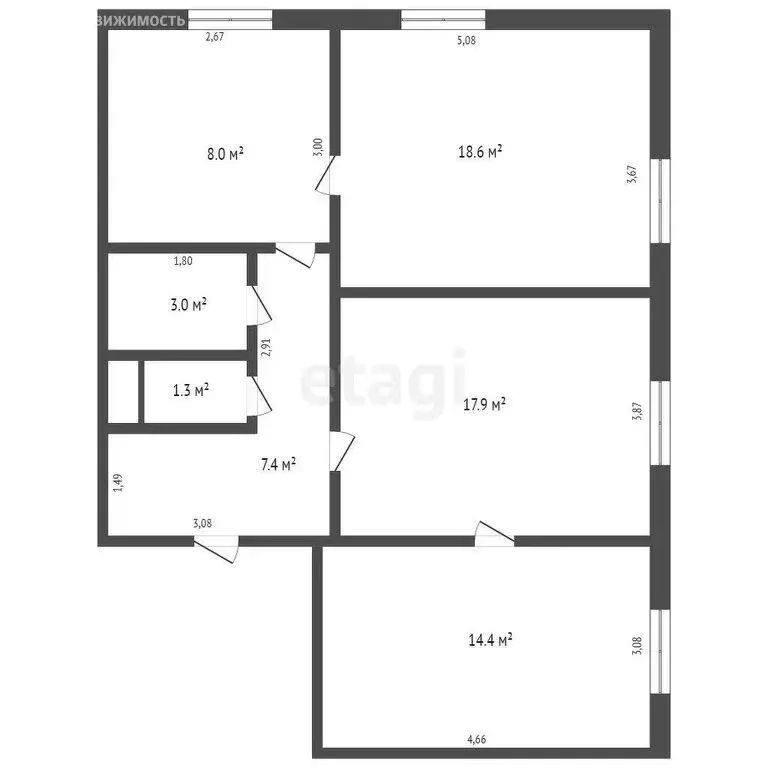 3-комнатная квартира: Кемерово, Гурьевская улица, 14 (70.6 м) - Фото 0