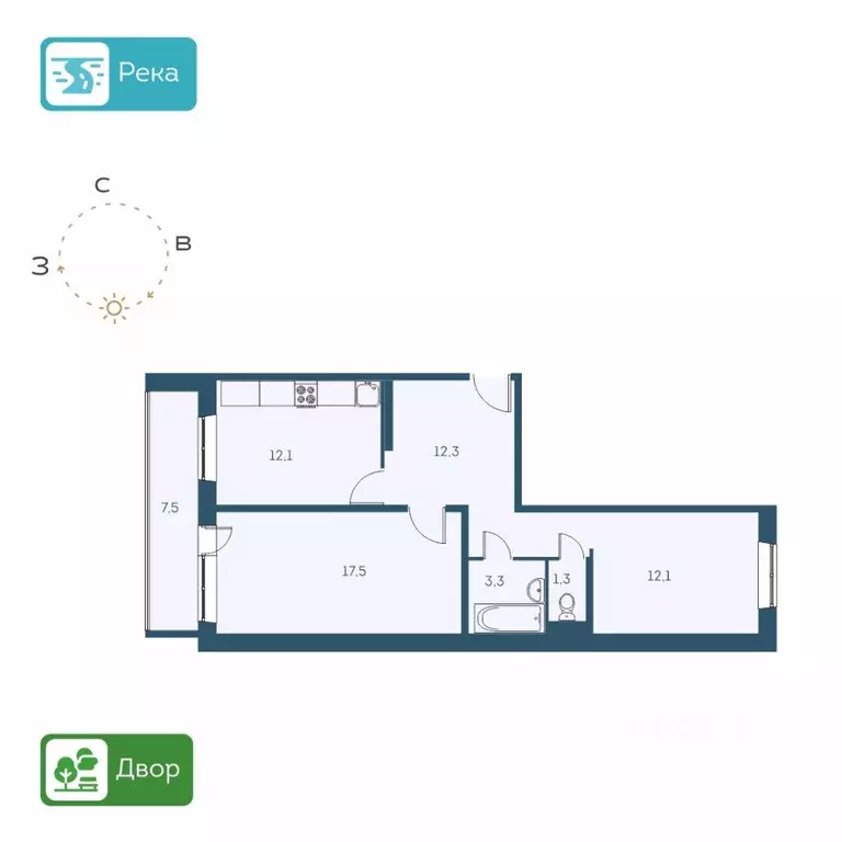 2-к кв. Новосибирская область, Новосибирск Междуреченская ул., 7/1 ... - Фото 1