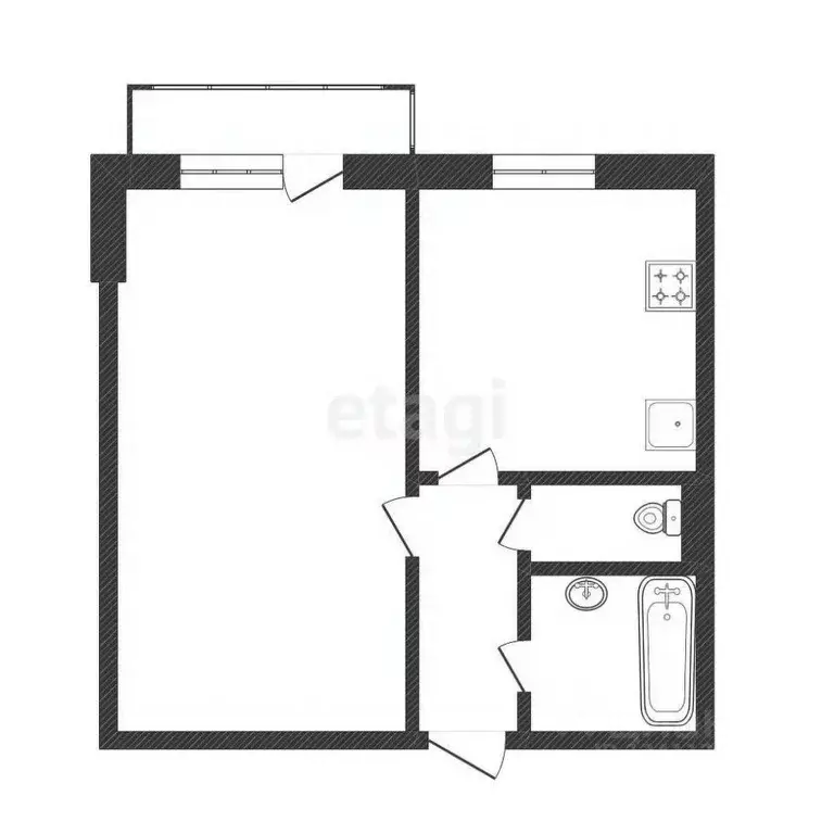 1-к кв. Белгородская область, Белгород Молодежная ул., 16б (34.0 м) - Фото 2
