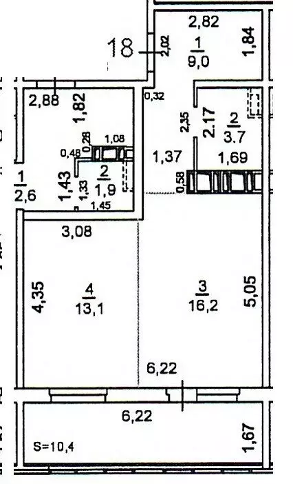 1-комнатная квартира: Хабаровск, Тихоокеанская улица, 125 (42 м) - Фото 2