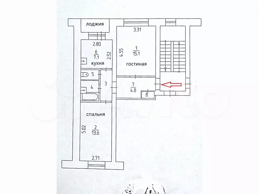 2-к. квартира, 48 м, 5/5 эт. - Фото 0