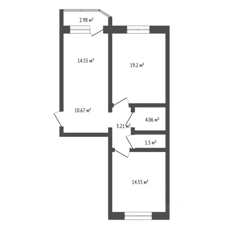 2-к кв. Тюменская область, Тюмень ул. Николая Никитина, 2к1 (67.2 м) - Фото 2
