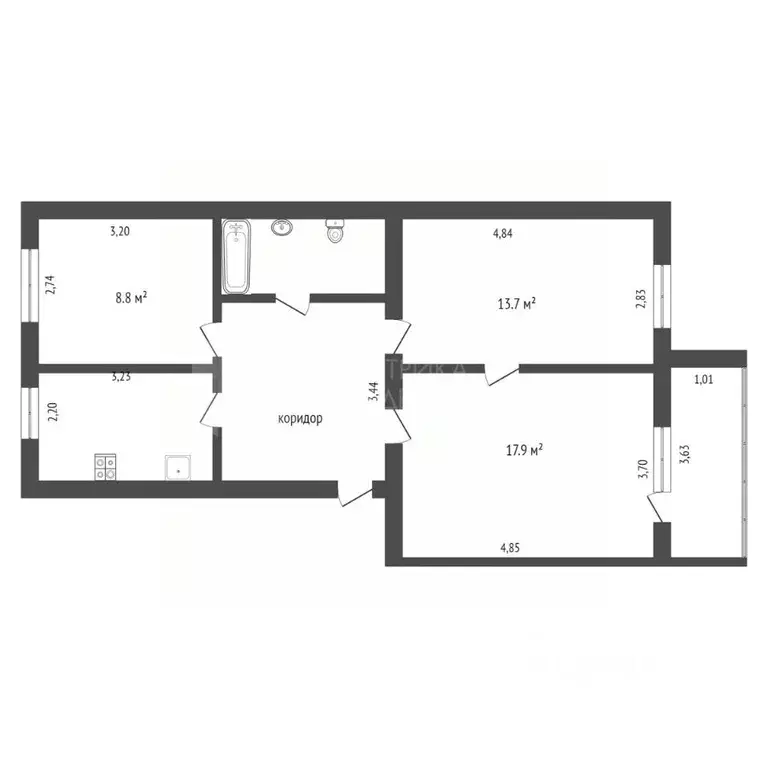 1-к кв. Тюменская область, Тюмень ул. Щербакова, 110 (60.7 м) - Фото 2