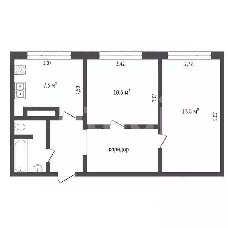 2-к кв. Ханты-Мансийский АО, Сургут ул. Маяковского, 47 (44.9 м) - Фото 1