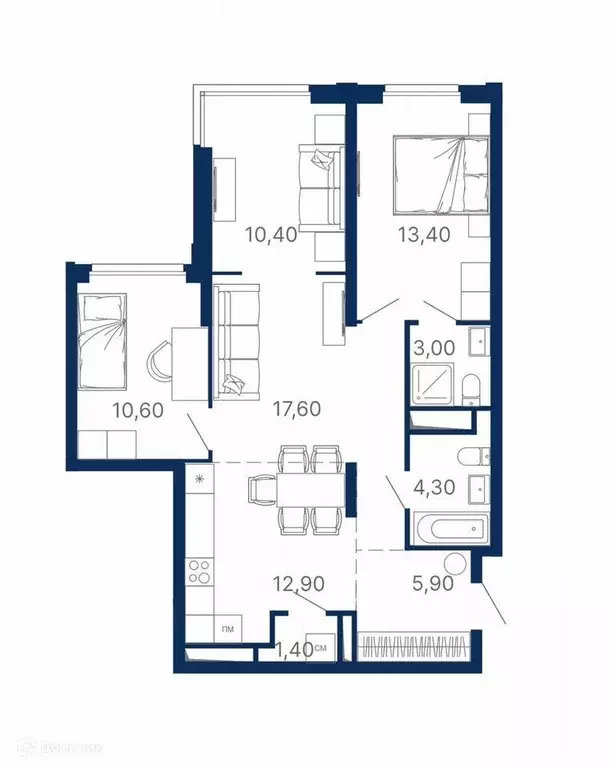 Продаётся 3-к квартира, 79.6 м - Фото 1