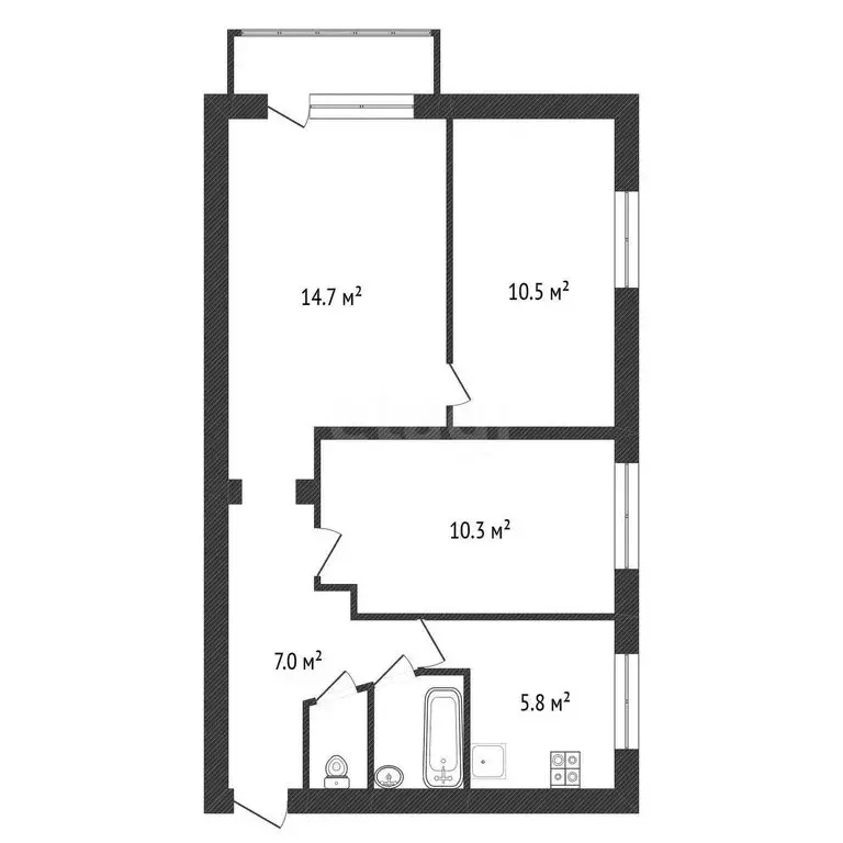 3-комнатная квартира: Балабаново, Боровская улица, 94 (51.6 м) - Фото 1