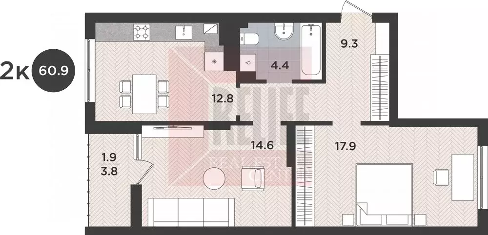 2-комнатная квартира: Калининград, Тихорецкий проезд (60.9 м) - Фото 1