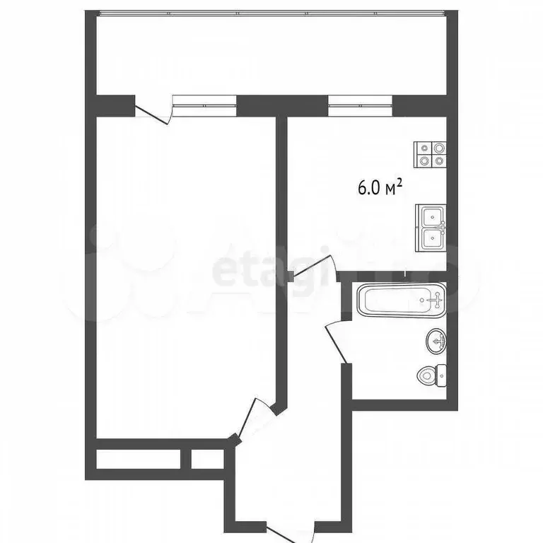 1-к. квартира, 32,8 м, 1/9 эт. - Фото 0