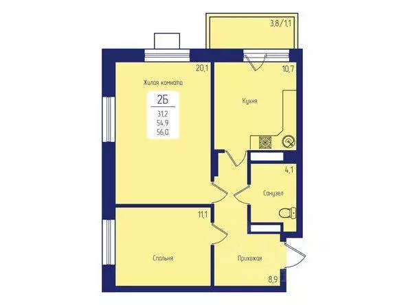 2-к кв. Красноярский край, Красноярск Свободный просп., 66Рк4 (56.0 м) - Фото 2