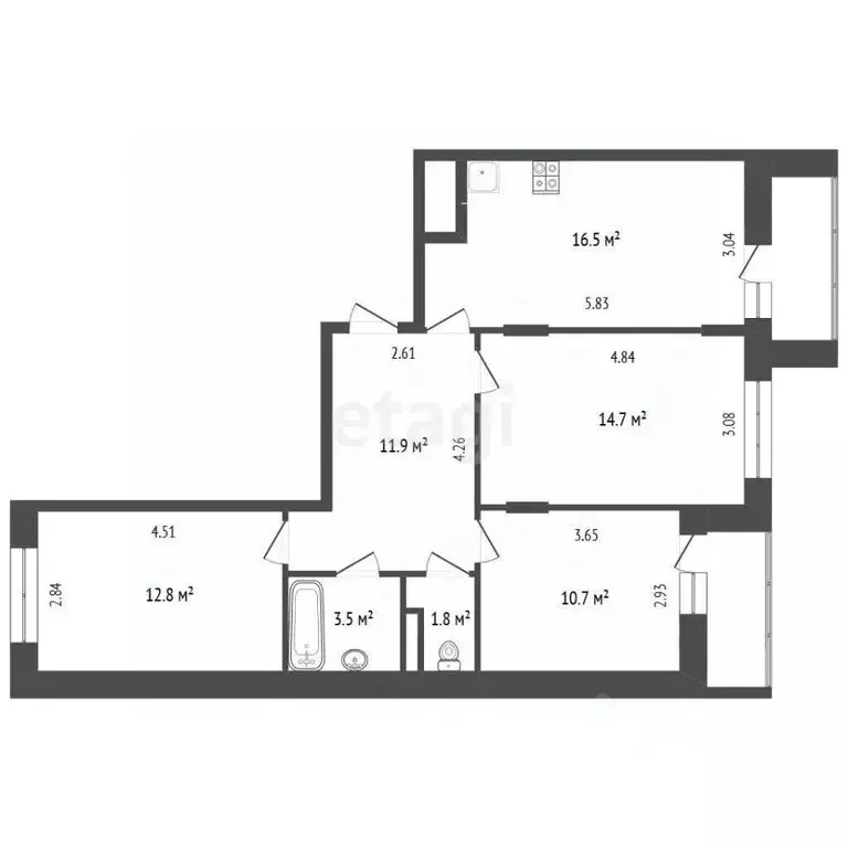 3-к кв. Московская область, Люберцы Зенино ЖК Самолет мкр, ул. ... - Фото 2