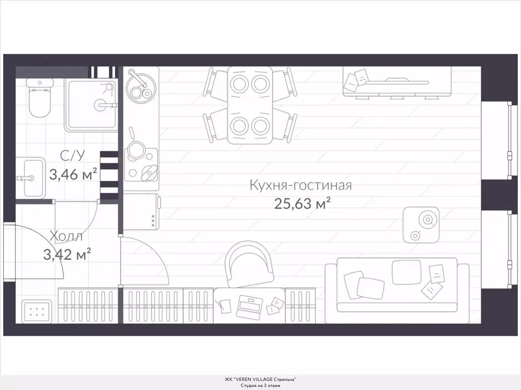 Квартира-студия: посёлок Стрельна, Красносельское шоссе, 22 (33.1 м) - Фото 0