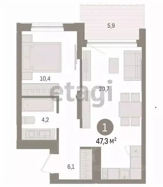 1-к кв. Липецкая область, Липецк пл. Петра Великого, 1 (47.3 м) - Фото 0