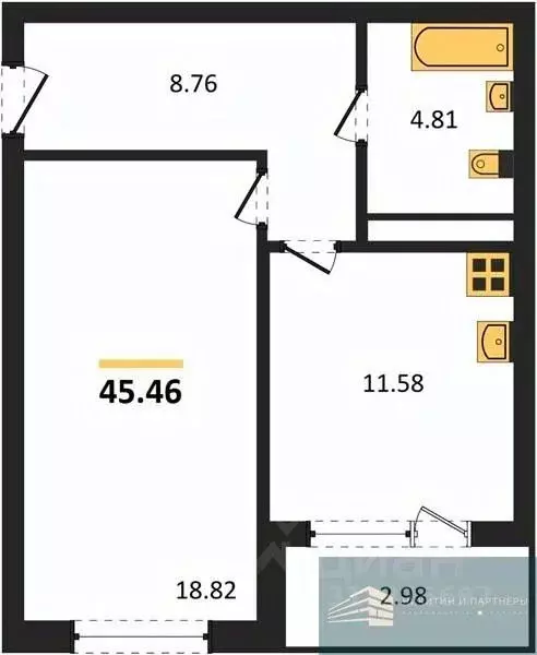 1-к кв. Воронежская область, Воронеж ул. Ломоносова, 116В (45.5 м) - Фото 0