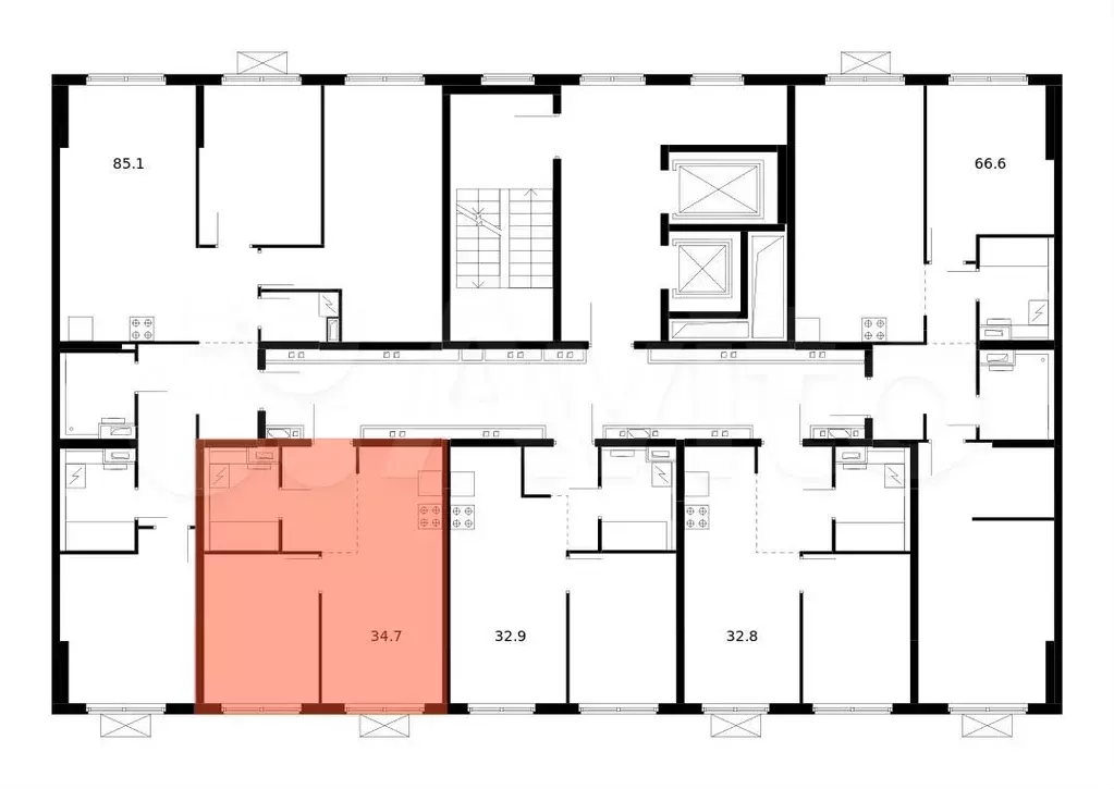 1-к. квартира, 34,7 м, 2/14 эт. - Фото 1