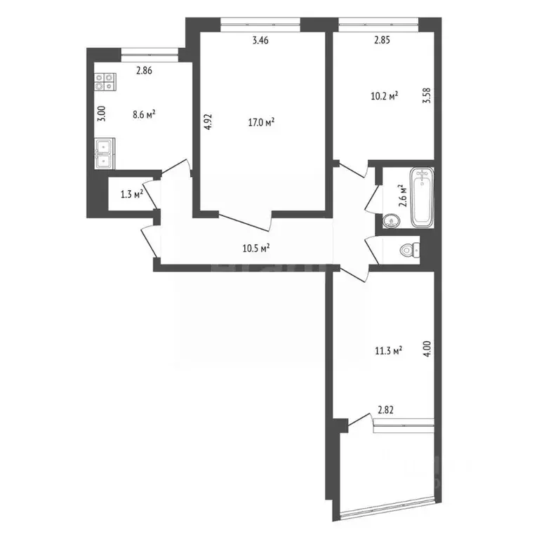 3-к кв. Владимирская область, Ковров ул. Грибоедова, 7/3 (62.5 м) - Фото 2
