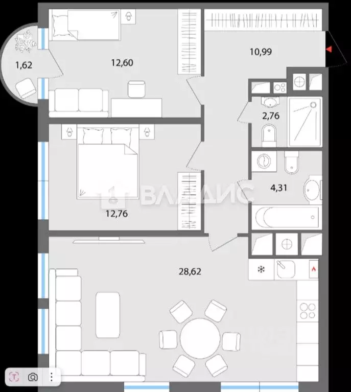 3-к кв. Липецкая область, Елец Радиотехническая ул., 11 (73.66 м) - Фото 2