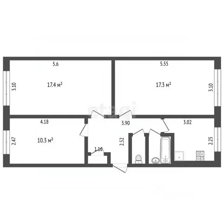3-к кв. Кемеровская область, Новокузнецк ул. Тореза, 74 (61.5 м) - Фото 2