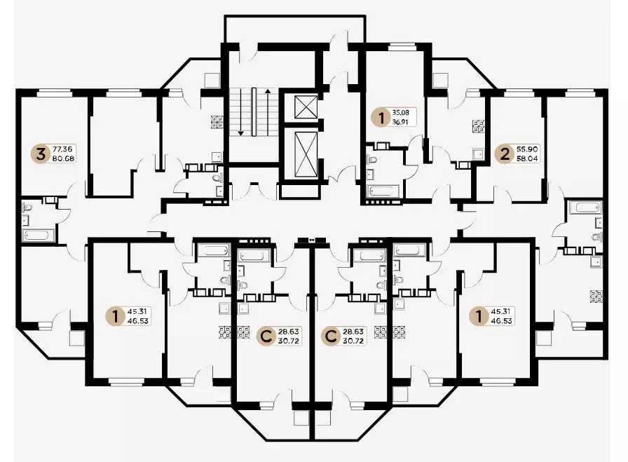 1-к кв. Самарская область, Самара Московское шоссе, 18-й км, 57 (46.2 ... - Фото 2