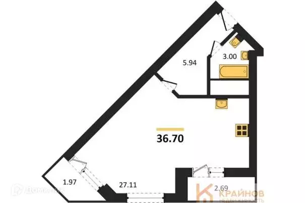 Продаётся квартира-студия, 36.7 м - Фото 0