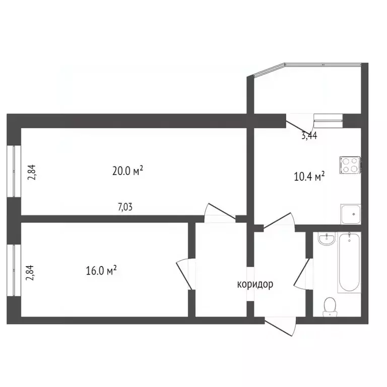 2-к кв. Ханты-Мансийский АО, Сургут ул. 30 лет Победы, 50 (68.4 м) - Фото 1