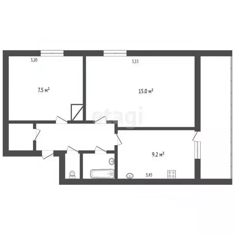 2-к кв. Владимирская область, Ковровский район, Малыгинское с/пос, ... - Фото 2