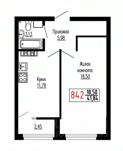 1-к кв. Свердловская область, Екатеринбург ул. Лыжников, 3 (41.5 м) - Фото 1
