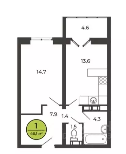 1-к кв. Брянская область, Брянский район, Свенское с/пос, пос. Свень ... - Фото 1