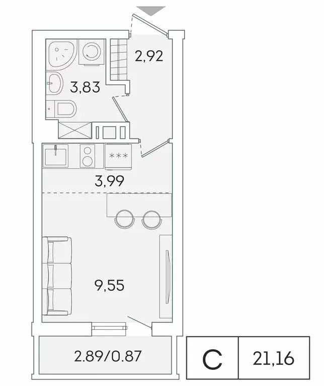 Квартира-студия: Мурино, Графская улица, 6к1 (20.3 м) - Фото 0