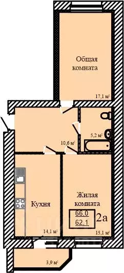 2-к кв. Тамбовская область, Тамбов ул. Имени С.И. Савостьянова, 3 ... - Фото 1