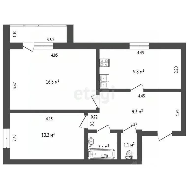 2-к кв. Мордовия, Кадошкино рп ул. Светотехническая, 16 (49.2 м) - Фото 1