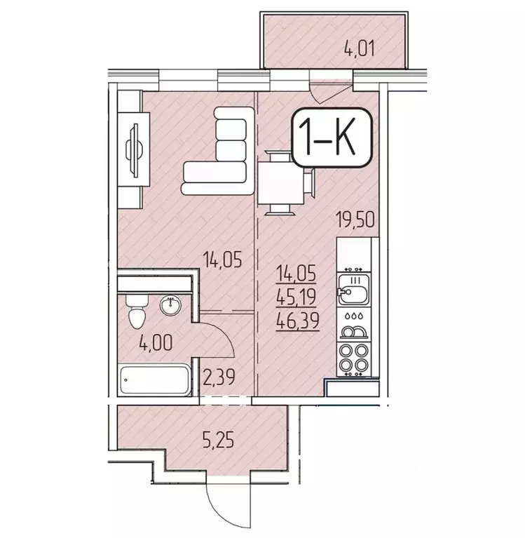1-к кв. Бурятия, Улан-Удэ 140А мкр,  (46.39 м) - Фото 1