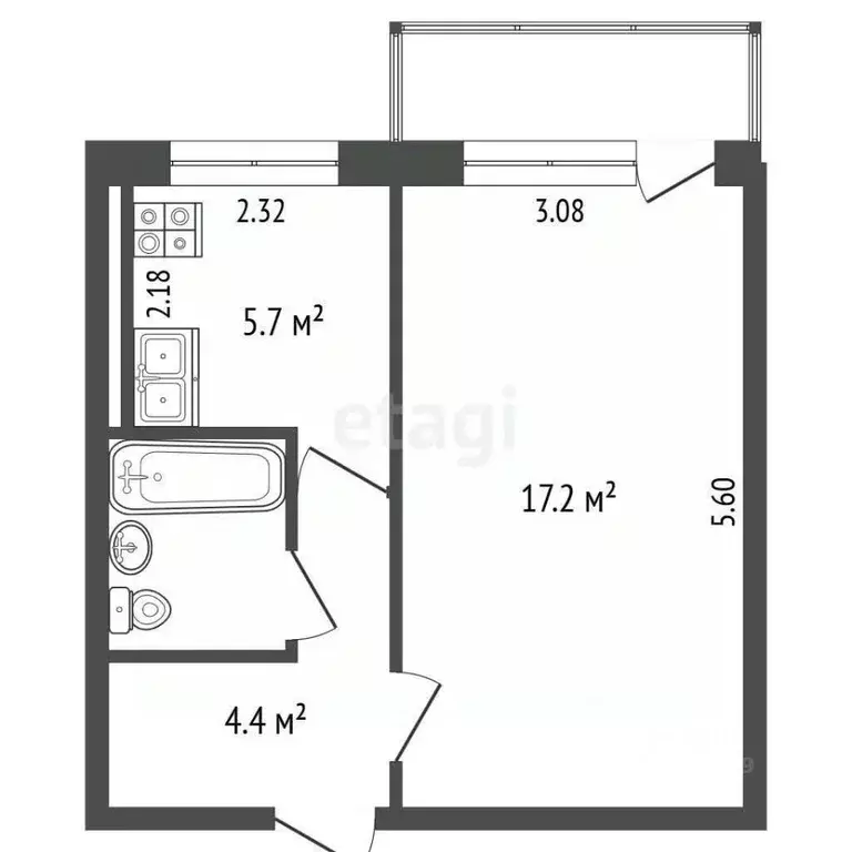 1-к кв. Архангельская область, Архангельск ул. Лочехина, 11 (30.5 м) - Фото 2