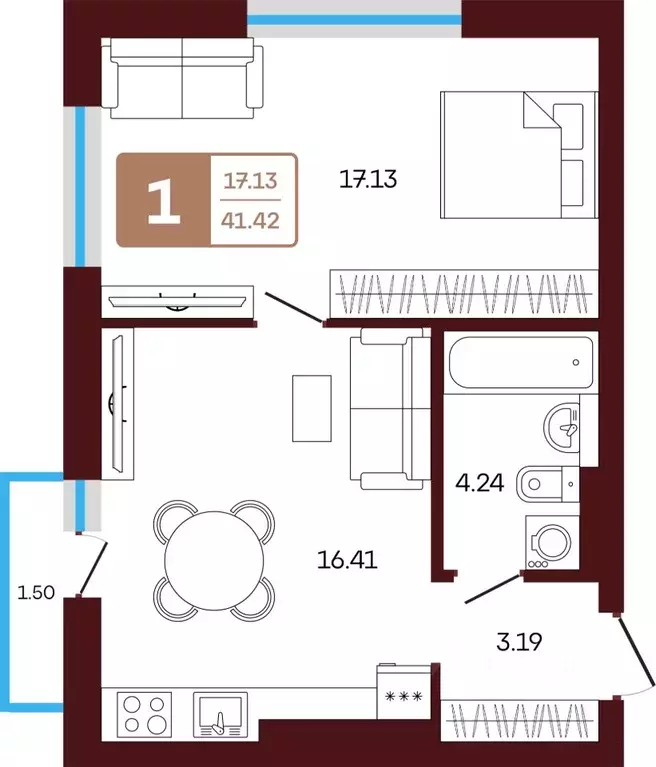 2-к кв. Башкортостан, Иглинский район, с. Акбердино  (41.42 м) - Фото 1