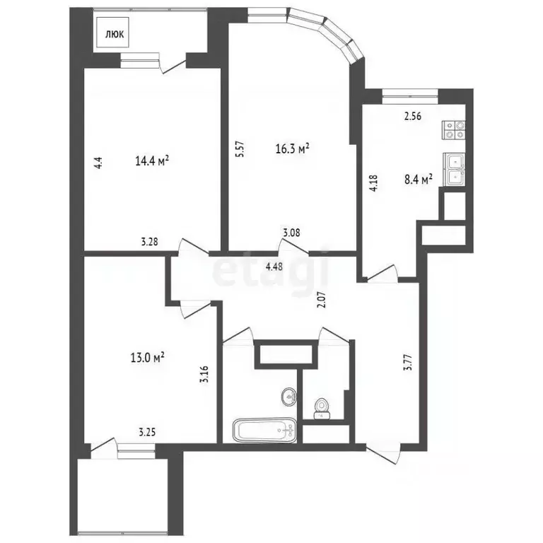 3-к кв. Москва ул. Обручева, 5А (71.6 м) - Фото 2