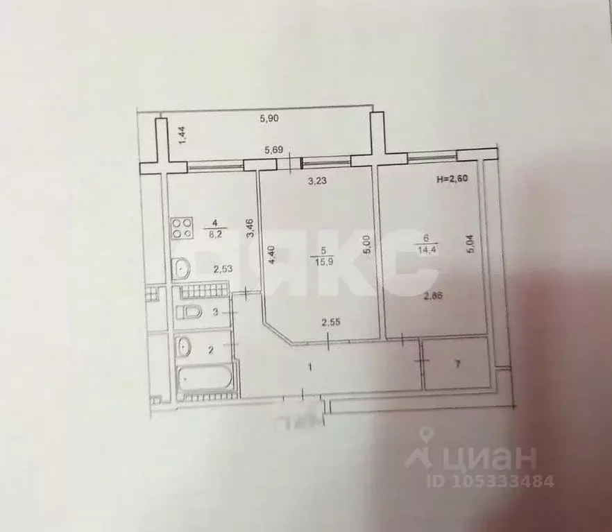 2-к кв. Волгоградская область, Волгоград ул. Таращанцев, 68 (54.2 м) - Фото 2