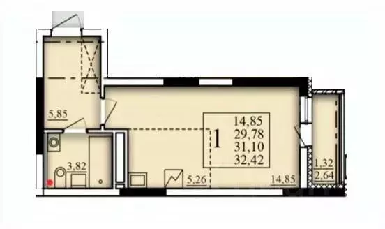 Студия Башкортостан, Уфа Затон-Восточный жилрайон, Паруса жилой ... - Фото 1
