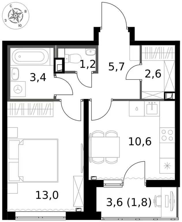1-к кв. Московская область, Химки Клязьма-Старбеево мкр, Международный ... - Фото 2