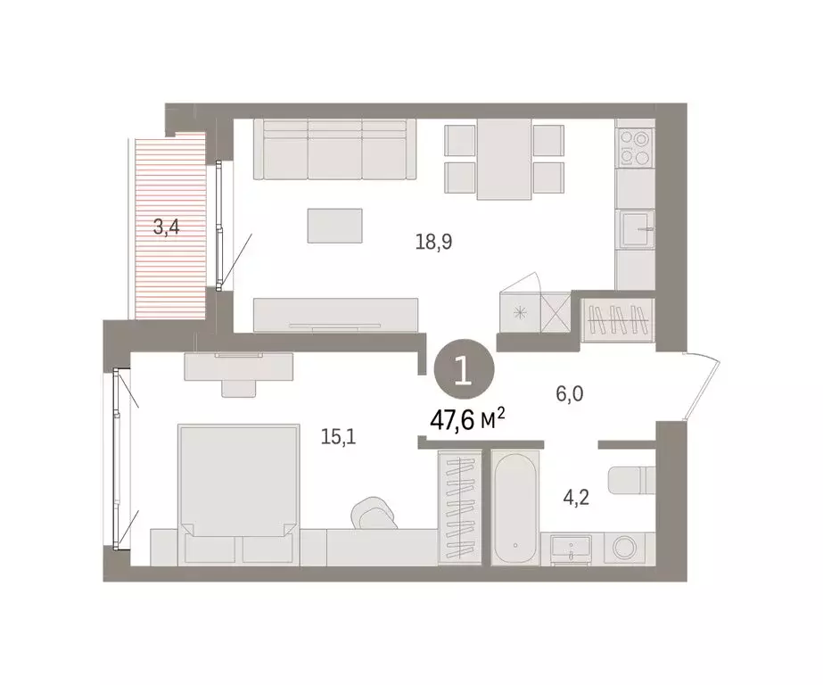 1-комнатная квартира: Екатеринбург, жилой район Юго-Западный, жилой ... - Фото 2