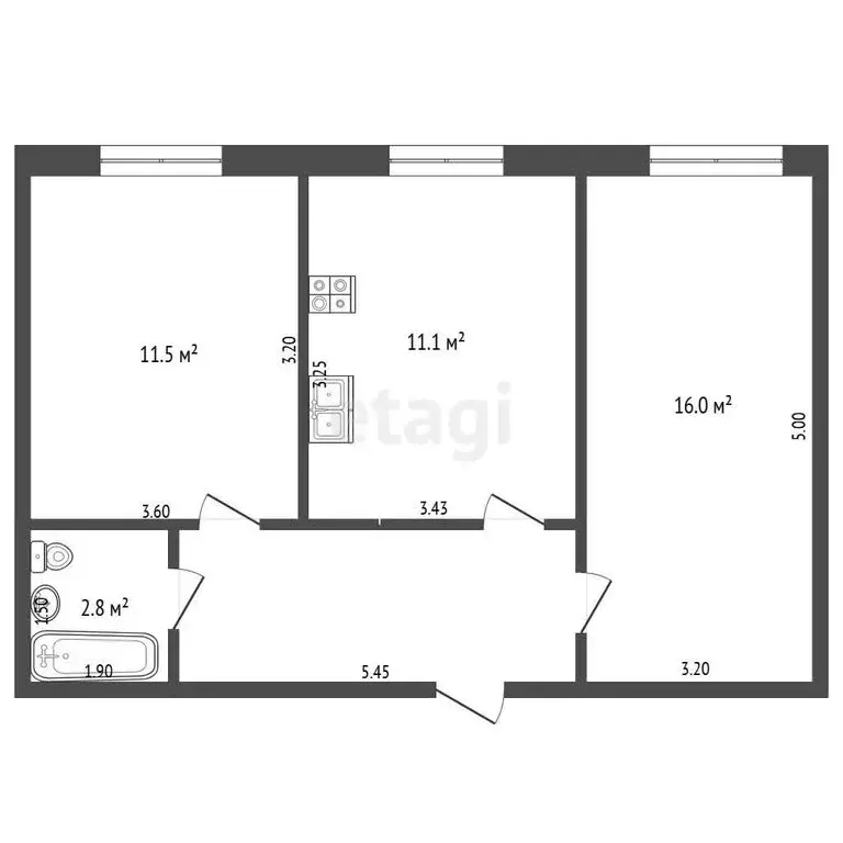 2-комнатная квартира: Нальчик, Эльбрусская улица, 19 (50.4 м) - Фото 1