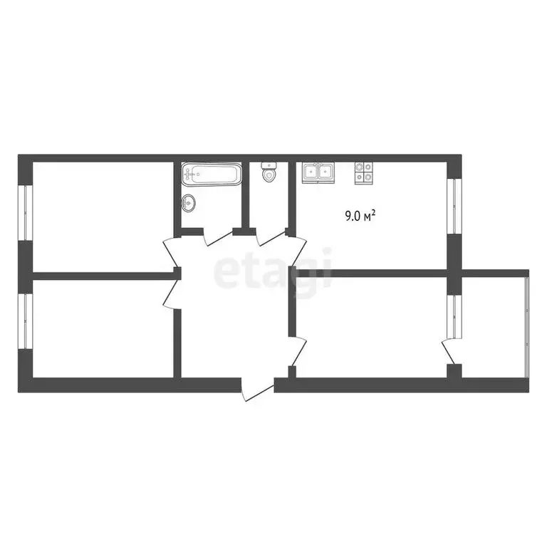 3-комнатная квартира: Муром, Лесная улица, 1 (59.7 м) - Фото 0