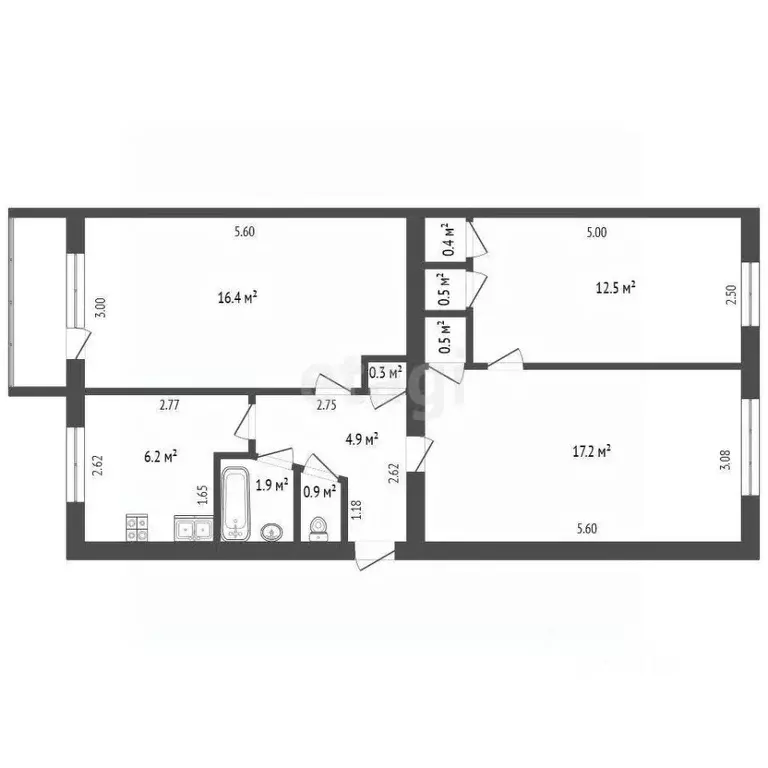 3-к кв. Архангельская область, Котлас ул. Невского, 12 (58.9 м) - Фото 2